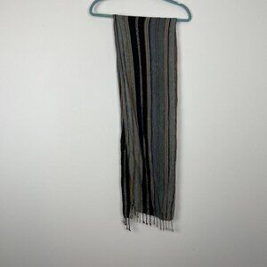 Into Africa Viscose Striped Scarf Fringe Long Rectangle 71” X  19.5”